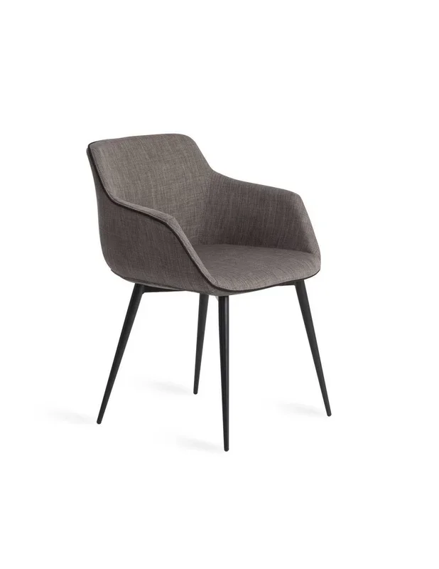 SILLA con brazos Atvance, TELA gris, ACERO NEGRO