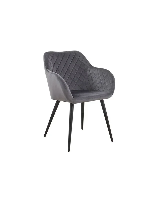 Silla con brazos ROLAN, tapizado velvet gris, metal