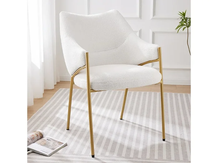 Silla de comedor – 54,5 x 67 x 83,7 cm – Sillón reclinable – Cojín grueso – Beige