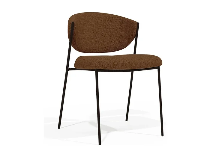 Silla de comedor – Tapizada en Tela Bouclé – Metal negro – Seda