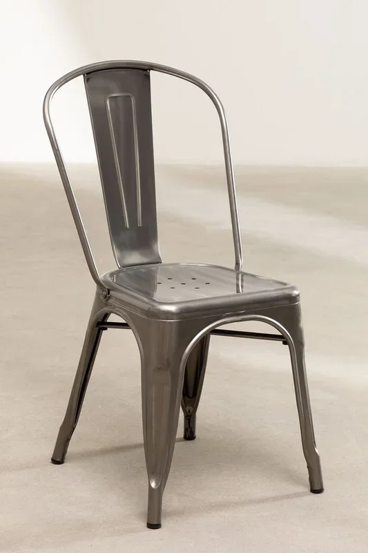 Silla de comedor apilable cepillada Lix Acero – SKLUM