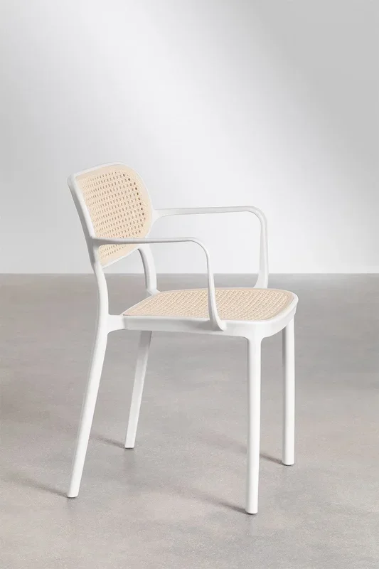 Silla de Comedor Apilable con Reposabrazos Omara Blanco Gardenia – SKLUM