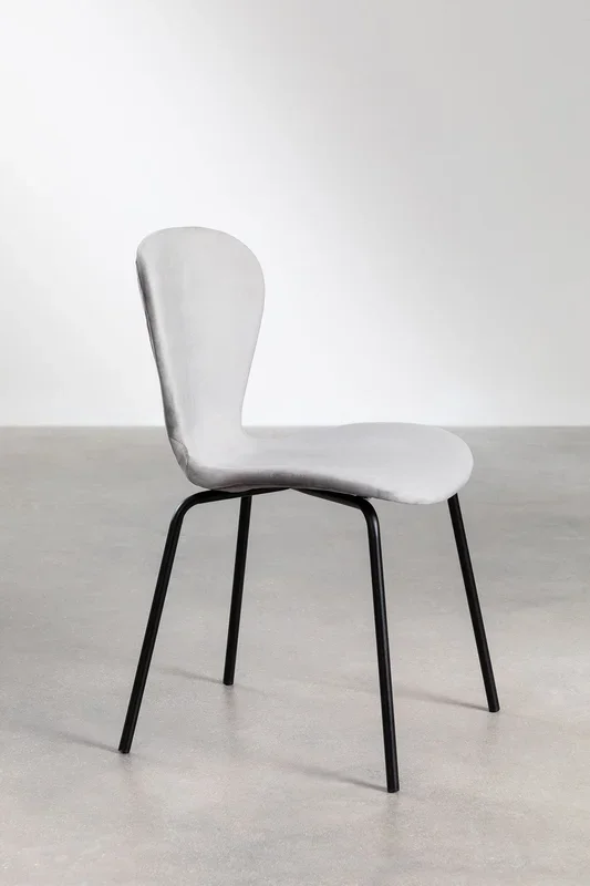 Silla de Comedor Apilable en Terciopelo Uit Gris Claro – SKLUM