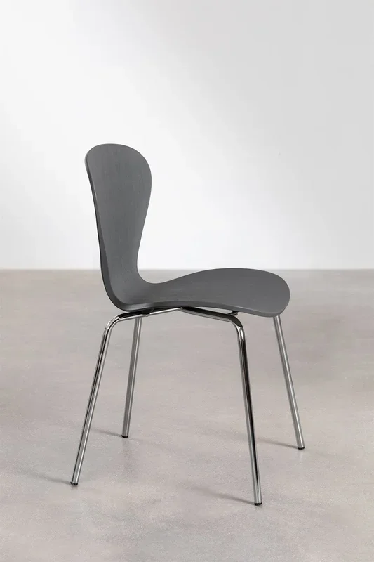 Silla de Comedor Apilable Uit Gris Oscuro – SKLUM