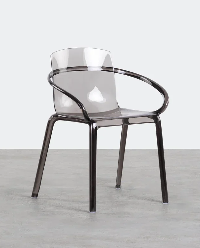 Silla de Comedor con Reposabrazos de Policarbonato Zuera Ahumado – The Masie