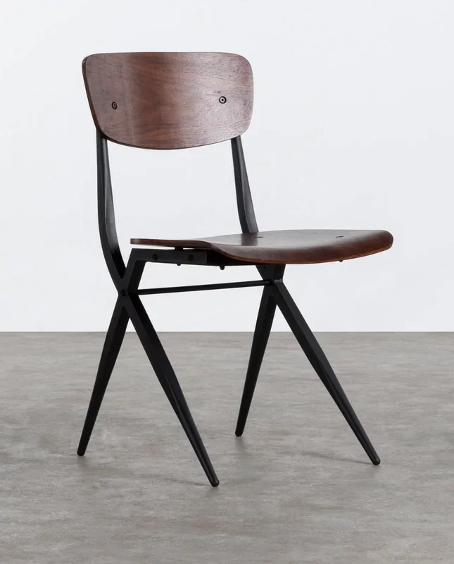 Silla de Comedor de Madera y Acero Ticher Madera Medio – The Masie
