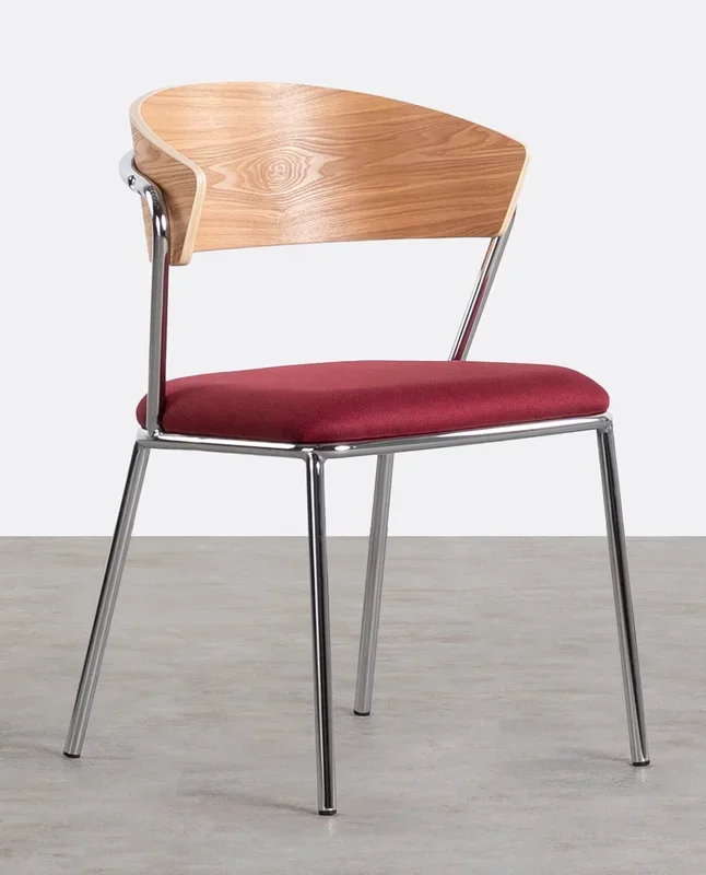 Silla de Comedor de Madera y Metal Arua Rojo Tinto – The Masie