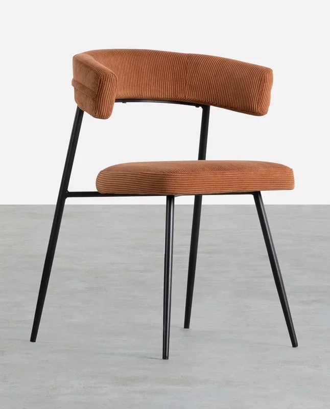 Silla de Comedor de Metal Eloise Pana Marrón – The Masie