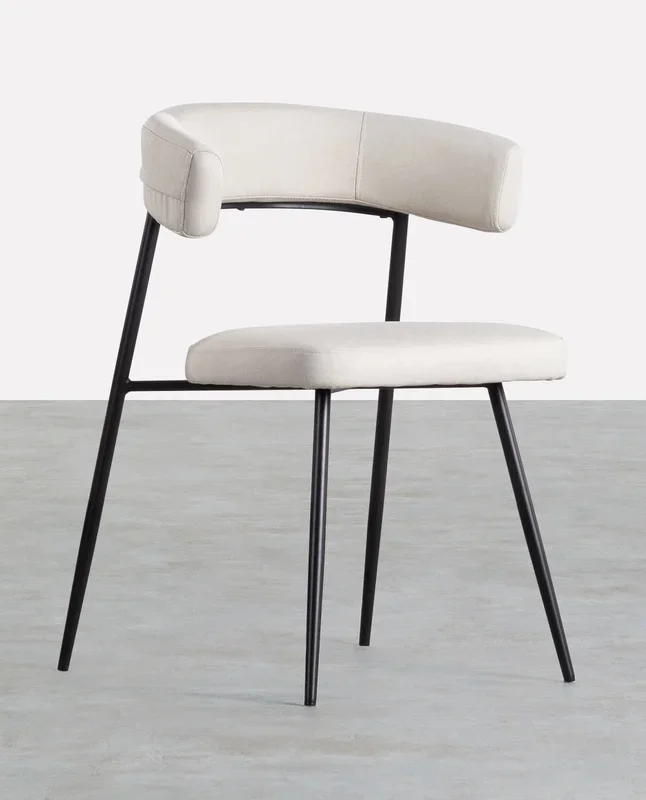 Silla de Comedor de Metal y Tela Eloise Marfil – The Masie