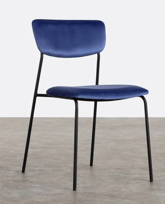 Silla de Comedor de Metal y Terciopelo Morgan Azul Sapphire – The Masie