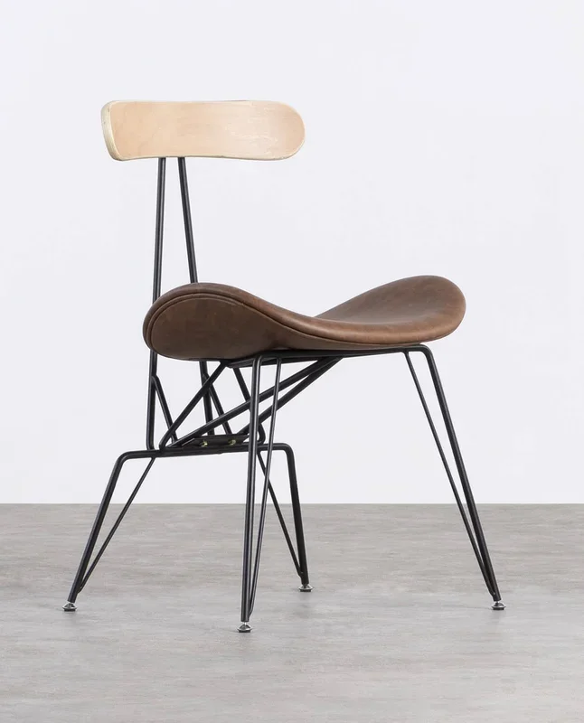 Silla de Comedor de Polipiel y Madera Antonela Marrón Clay – The Masie