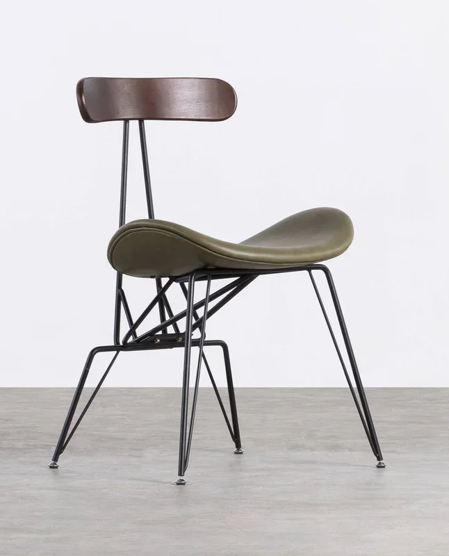 Silla de Comedor de Polipiel y Madera Antonela Verde Nori – The Masie