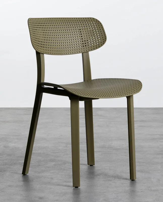 Silla de Comedor de Polipropileno Dasi Rejilla Verde marrón – The Masie