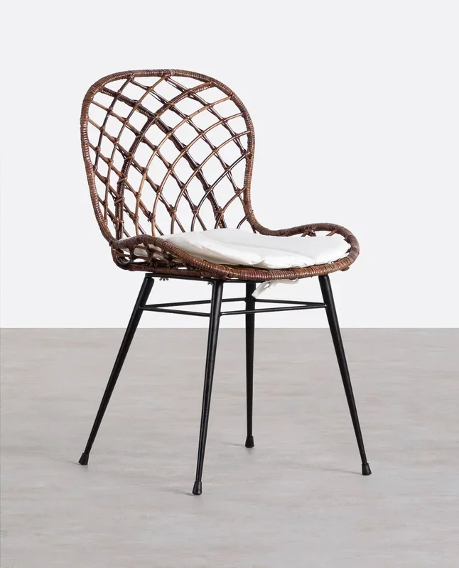 Silla de Comedor de Ratán Natural Ozy Ratán Oscuro – The Masie