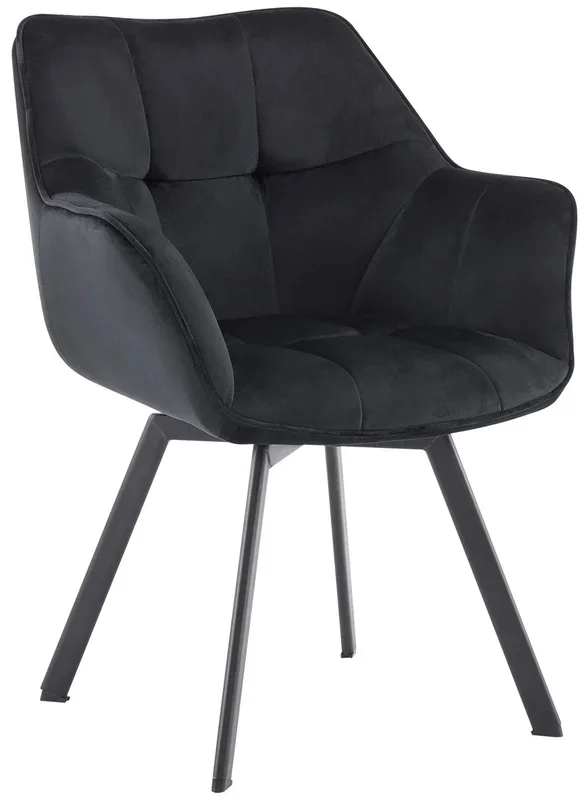 Silla de comedor de terciopelo Jordi Negro 59X60X81 cm
