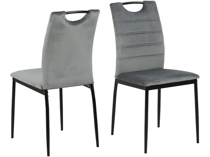 Silla de comedor Dia terciopelo gris.