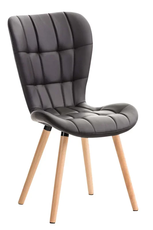 Silla de Comedor Elda Tapizada en Cuero Sintético Simil cuero Marrón 63X50X88 cm