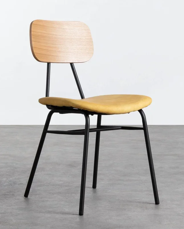 Silla de Comedor en Madera y Polipiel Tallor Mostaza – The Masie
