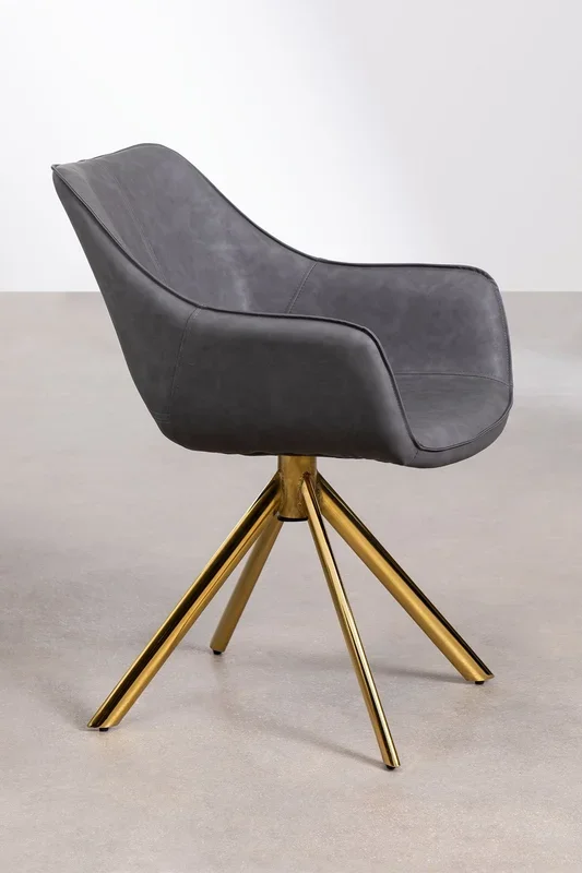 Silla de Comedor en Polipiel Lucy Gris Claro – SKLUM