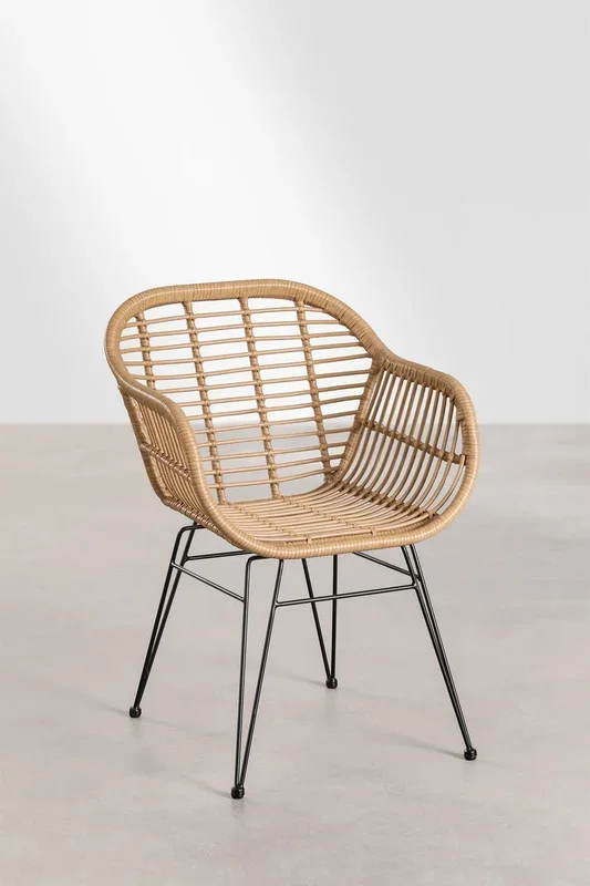 Silla de Comedor en Ratán Sintético Zole Negro – SKLUM