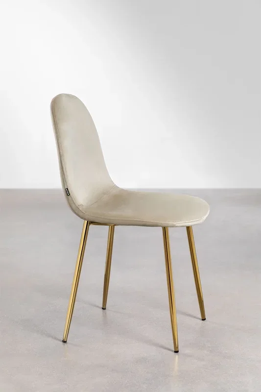 Silla de comedor en terciopelo Glamm Marrón Trigo Dorado – SKLUM