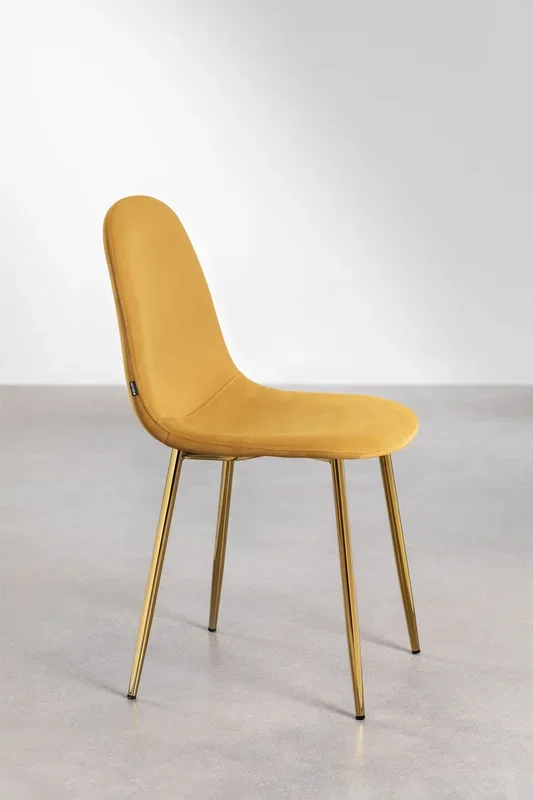 Silla de comedor en terciopelo Glamm Mostaza Dorado – SKLUM