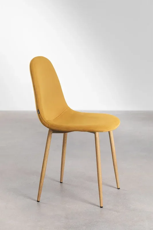 Silla de comedor en terciopelo Glamm Mostaza Madera Natural – SKLUM