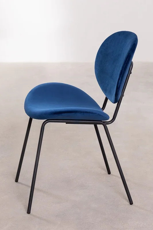 Silla de Comedor en Terciopelo Laure Azul Marino – SKLUM