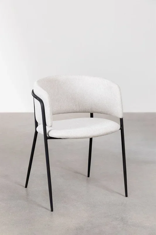 Silla de Comedor Nalon Tela Blanco Roto – SKLUM