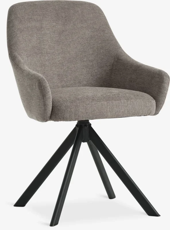 Silla de comedor ROSTRUP giratoria tela arena/negro