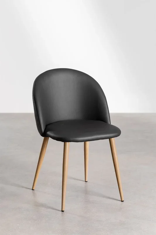 Silla de Comedor Tapizada en Polipiel Kana Gris Antracita – SKLUM