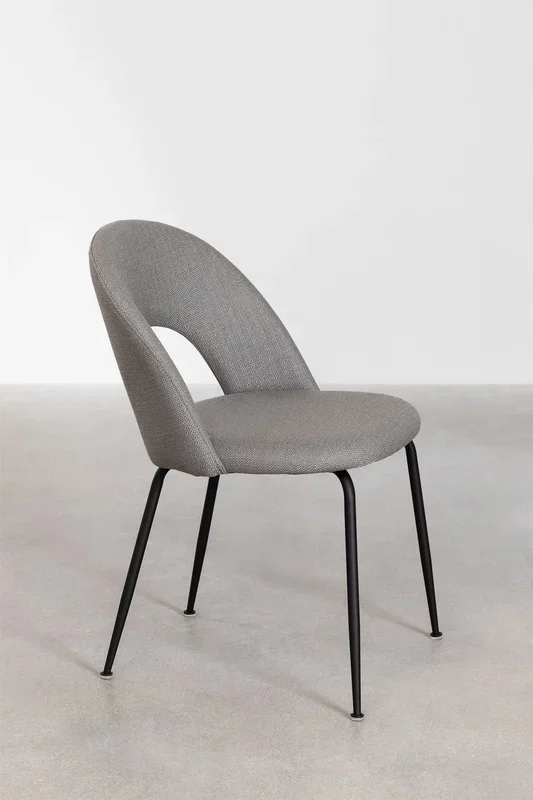 Silla de Comedor Tapizada en Tela Glorys Gris Topo – SKLUM