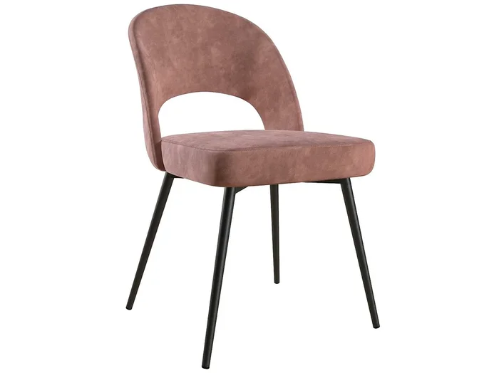 Silla de comedor tapizada en terciopelo rosa