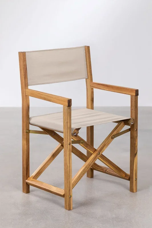 Silla de Director Plegable de Jardín en Madera de Acacia Bardem Beige Nude – SKLUM
