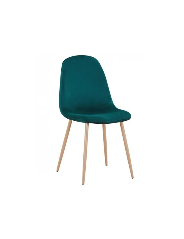 Silla de diseño Xana, patas metálicas y asiento terciopelo verde