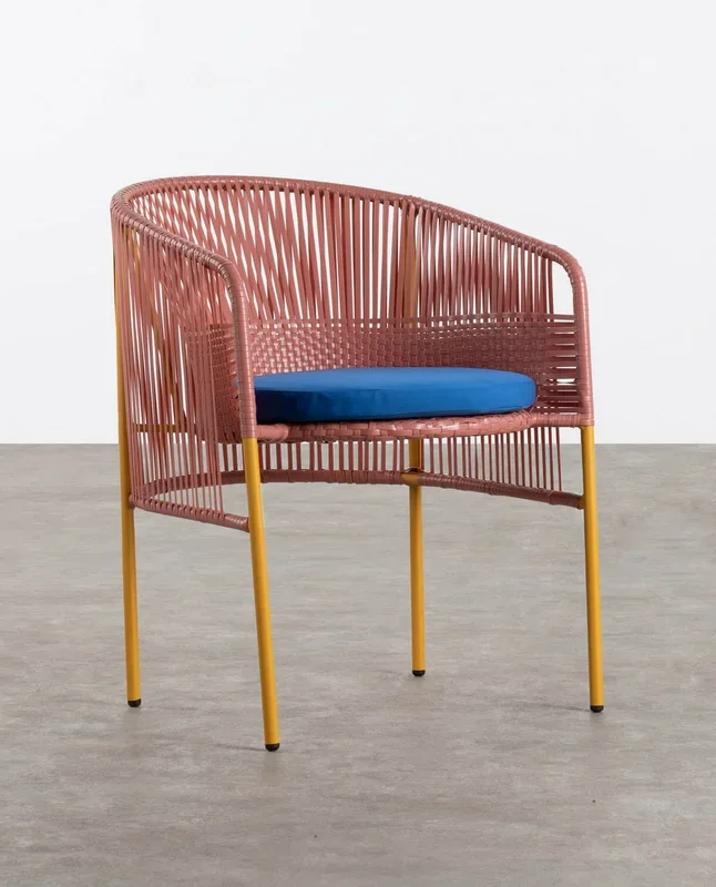 Silla de Exterior de Ratán y Acero Orka Rosa Salmón – The Masie