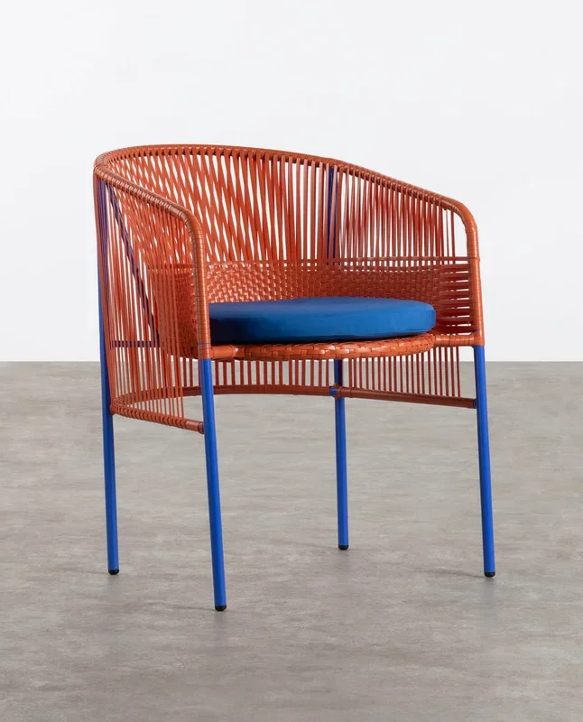 Silla de Exterior de Ratán y Acero Orka Salmón oscuro – The Masie
