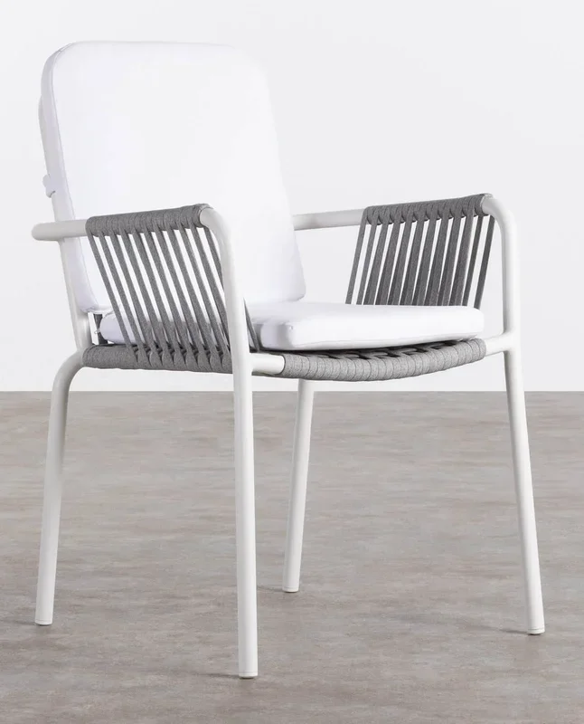 Silla de Exterior en Aluminio y Cuerda Drian Blanco roto – The Masie