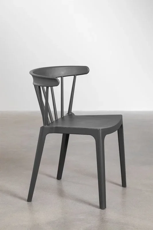 Silla de Jardín Apilable Aldora Gris Grafito – SKLUM