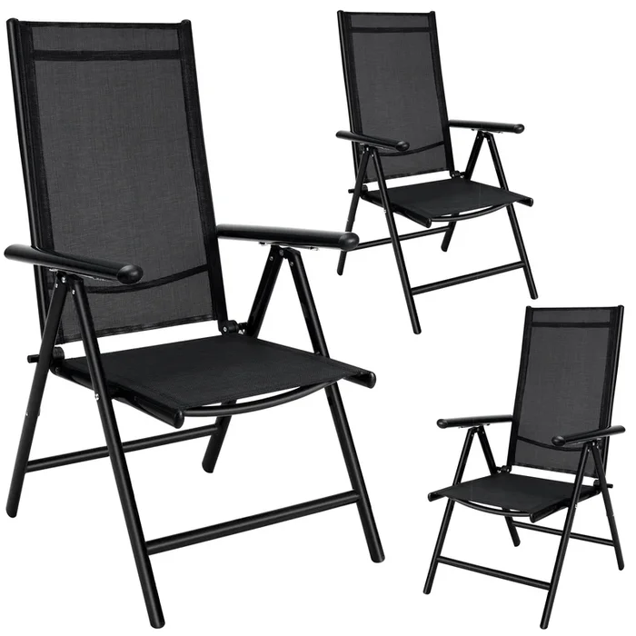 Silla de jardín Berna set de 3 aluminio respaldo alto