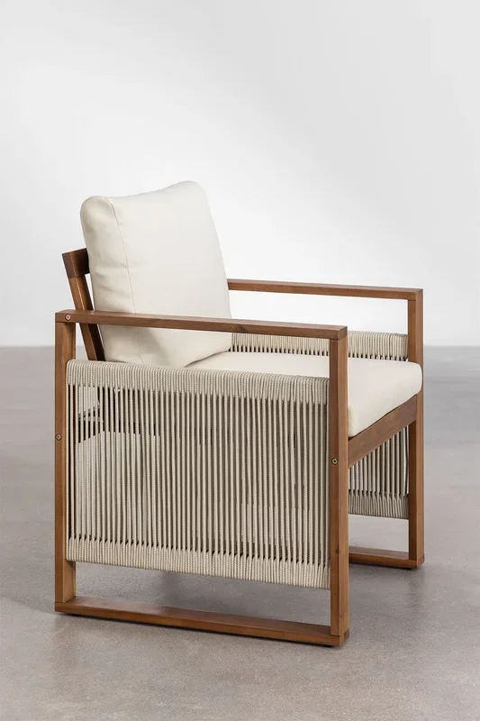 Silla de Jardín con Reposabrazos en Madera de Acacia Nayely Marrón Acacia – SKLUM
