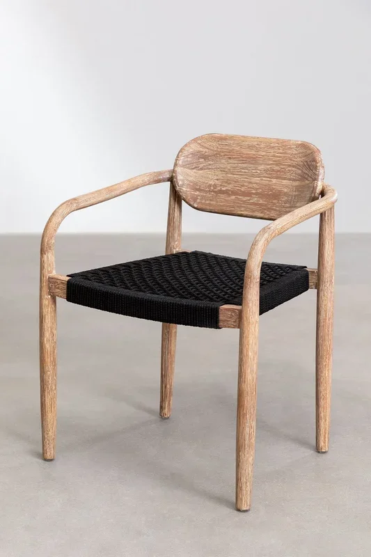 Silla de jardín con reposabrazos en madera Naele Negro – SKLUM