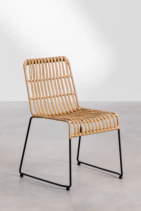 Silla de Jardín en Ratán Sintético Aroa Negro – SKLUM
