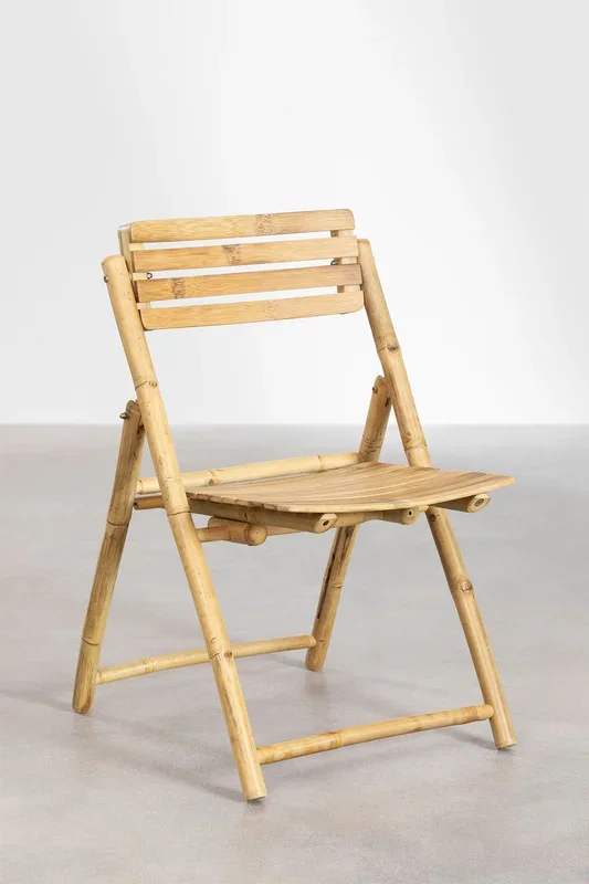 Silla de Jardín Plegable en Bambú Nelida Bambú Sin Cojín – SKLUM