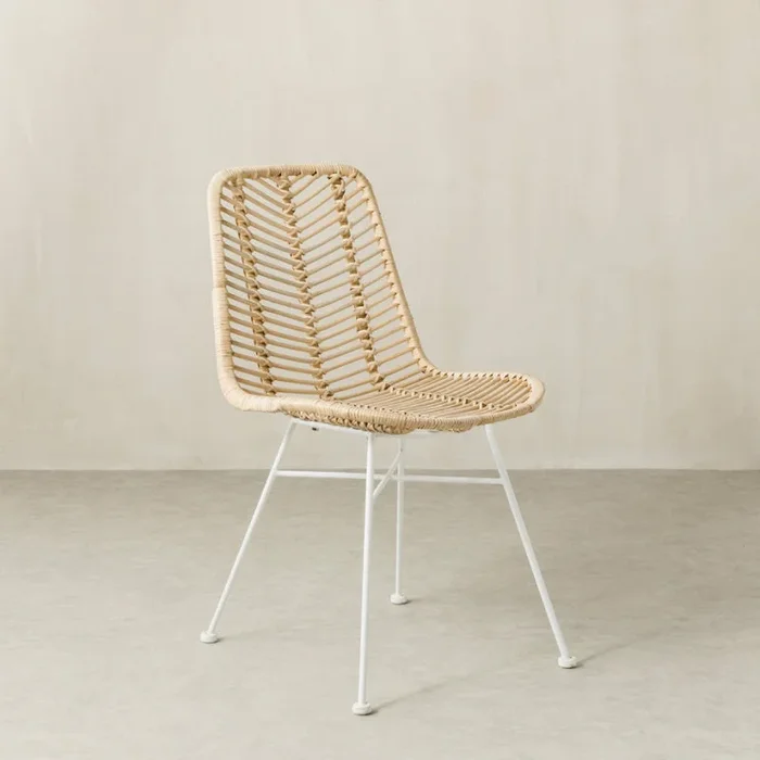 Silla de jardín ratán natural patas blancas Cali Natural – Kenay Home