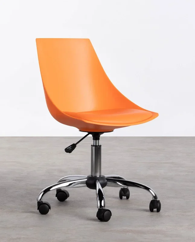 Silla de Oficina con Ruedas y Regulable Stile Naranja – The Masie
