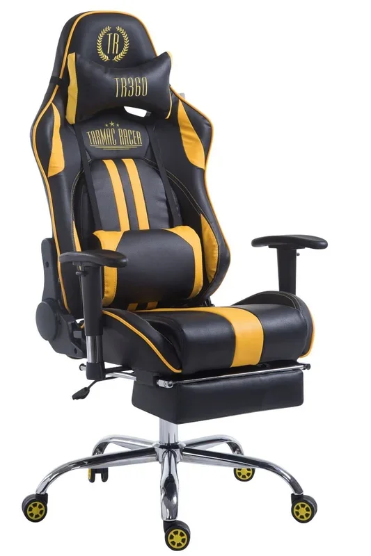 Silla De Oficina Racing Limit XL Con Reposapiés tapizado con cuero sintético, respaldo ajustable Color Negro / Amarillo