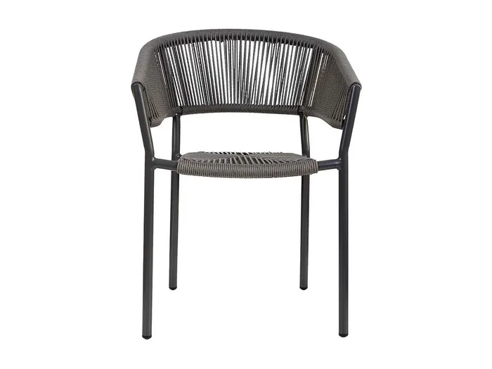 Silla de ratan sintético gris 56x61x78