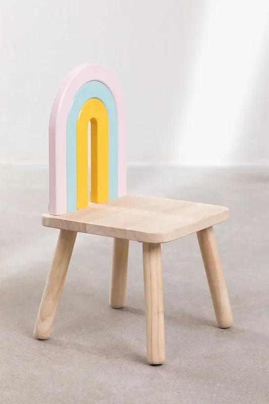 Silla en Madera Mini Rainbow Kids Madera Natural – SKLUM