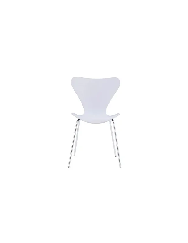 Silla JACOB, apilable, madera lacado blanco, cromada.